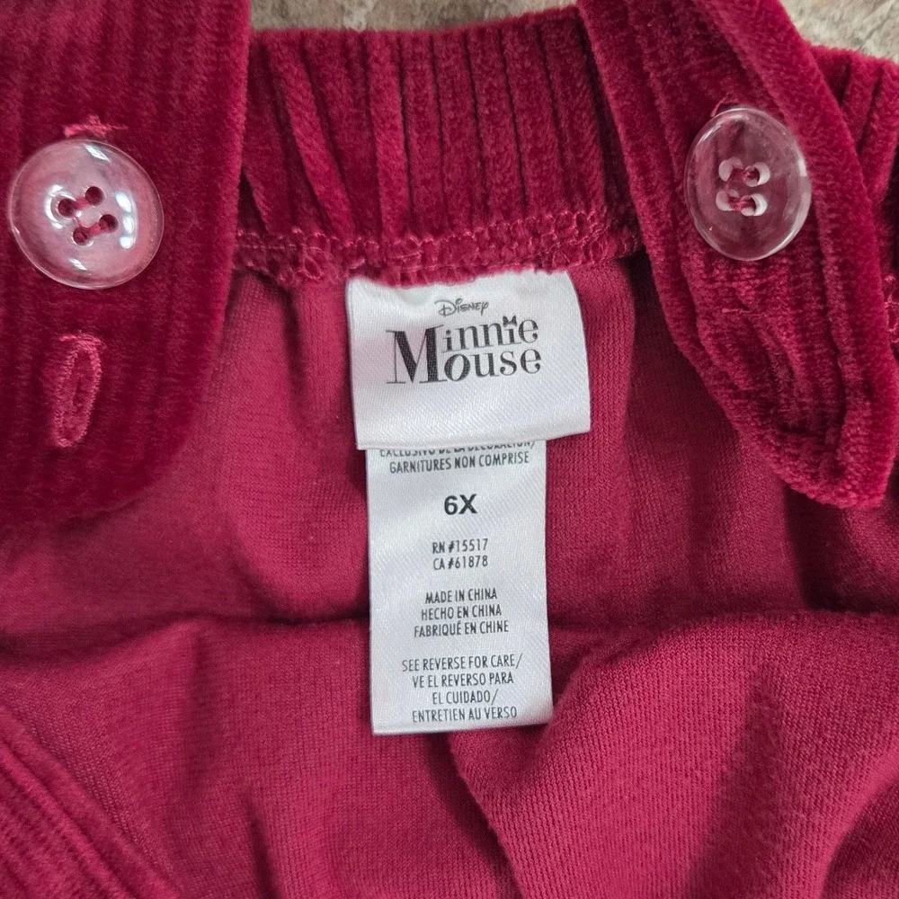 Disney Minnie Mouse Corduroy Jumper Dress - Burgundy Girl's Size 6X‎